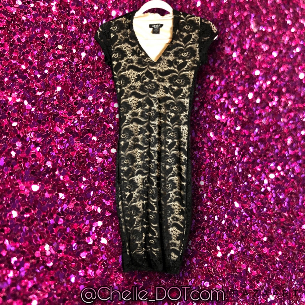 Black & Cream Lace Dress